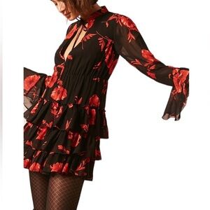 Forever 21 Black Dress with Red Floral Design